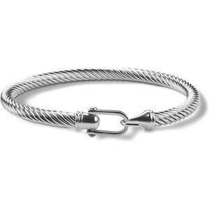 Twisted Cable Bracelet Womens Stainless Steel Cuff Bracelet Hook Clasp Jewelry